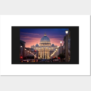 Saint Peter Basilica in Vatican City at Rome, Italy Posters and Art